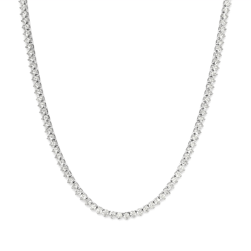 45cm 5mm Width 3-Claw Cubic Zirconia Tennis Necklace in Sterling Silver Pendants Bevilles 