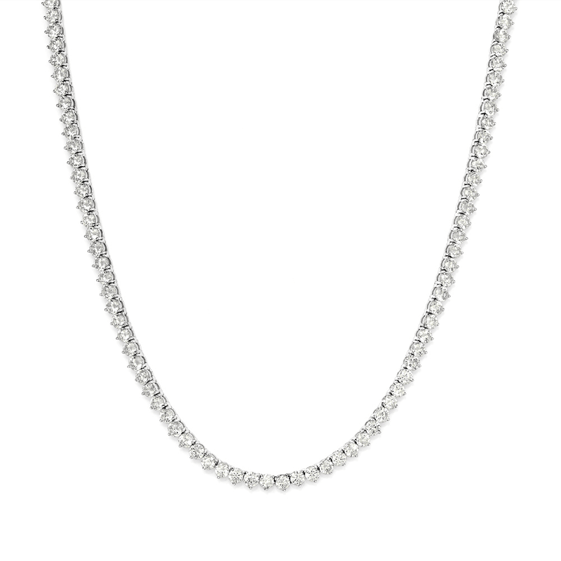 45cm Cubic Zirconia Tennis Necklace in Sterling Silver Pendants Bevilles 