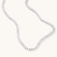 45cm 5mm Width 3-Claw Cubic Zirconia Tennis Necklace in Sterling Silver Pendants Bevilles 