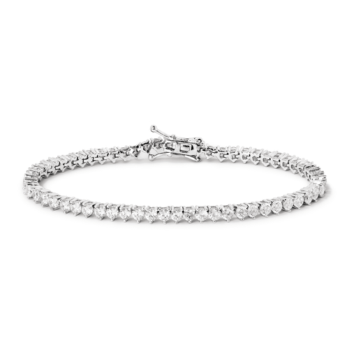 19cm 4mm Width 3-Claw Cubic Zirconia Tennis Bracelet in Sterling Silver Bracelets Bevilles 
