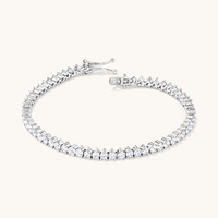 19cm 4mm Width 3-Claw Cubic Zirconia Tennis Bracelet in Sterling Silver Bracelets Bevilles 