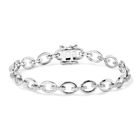 18cm Cubic Zirconia Pave Link Oval Bracelet in Sterling Silver Bracelets Bevilles 