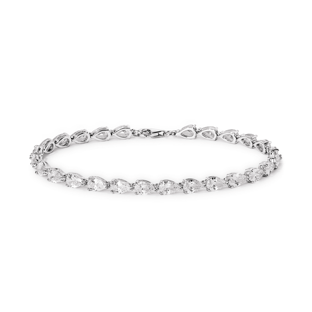 19cm Cubic Zirconia Pear Tennis Bracelet in Sterling Silver Bracelets Bevilles 
