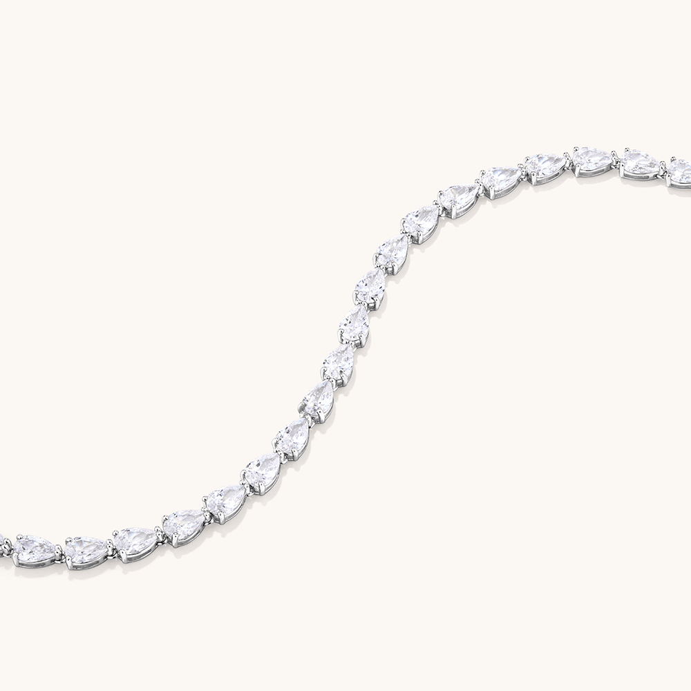 19cm Cubic Zirconia Pear Tennis Bracelet in Sterling Silver Bracelets Bevilles 