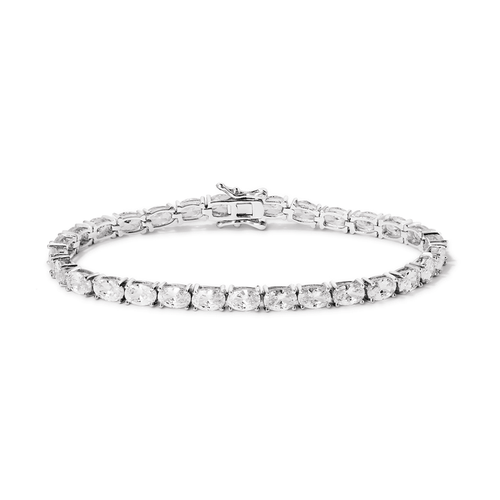 19cm Cubic Zirconia Oval Tennis Bracelet in Sterling Silver Bracelets Bevilles 