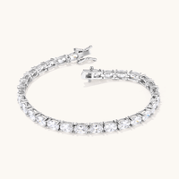 19cm Cubic Zirconia Oval Tennis Bracelet in Sterling Silver Bracelets Bevilles 