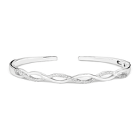 59mm Cubic Zirconia Plait Bangle in Sterling Silver Bangles Bevilles 