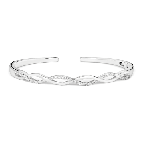 5mm by 59mm Cubic Zirconia Plait Bangle in Sterling Silver Bangles Bevilles 