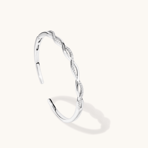 5mm by 59mm Cubic Zirconia Plait Bangle in Sterling Silver Bangles Bevilles 