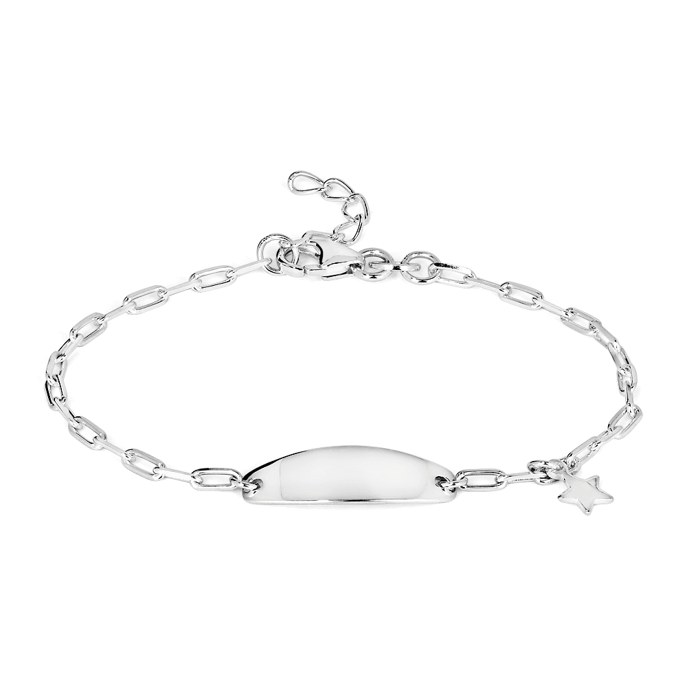 16cm ID Paperclip Bracelet with Star Charm in Sterling Silver Bracelets Bevilles 