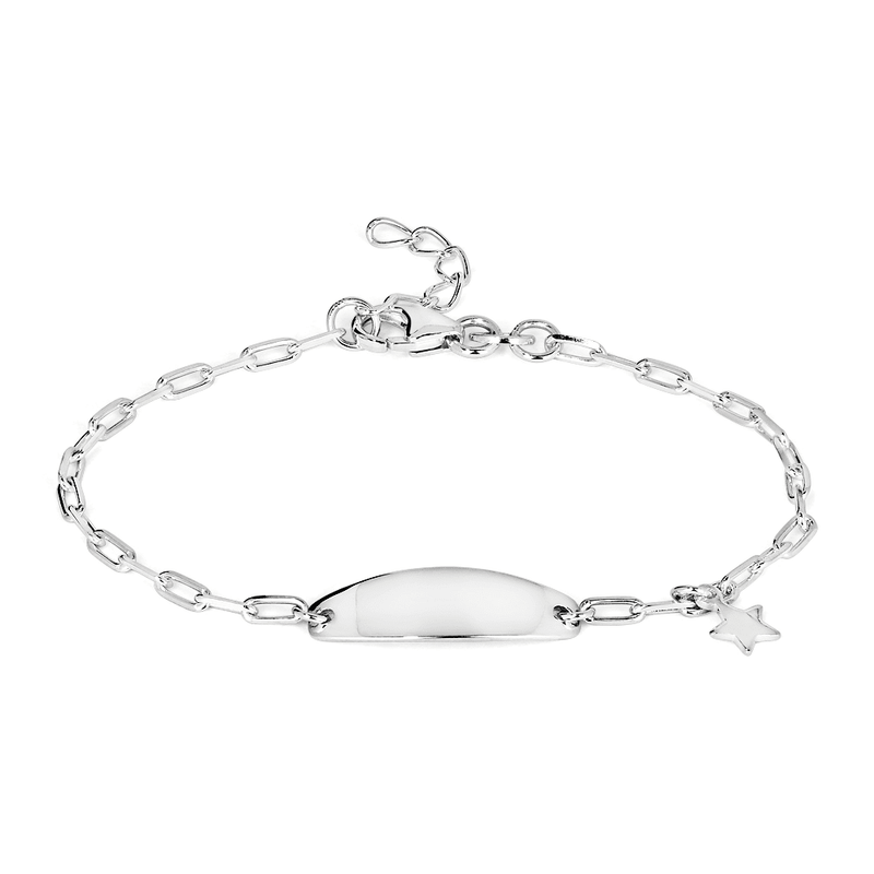16cm ID Paperclip Bracelet with Star Charm in Sterling Silver Bracelets Bevilles 