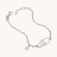 16cm ID Paperclip Bracelet with Star Charm in Sterling Silver Bracelets Bevilles 