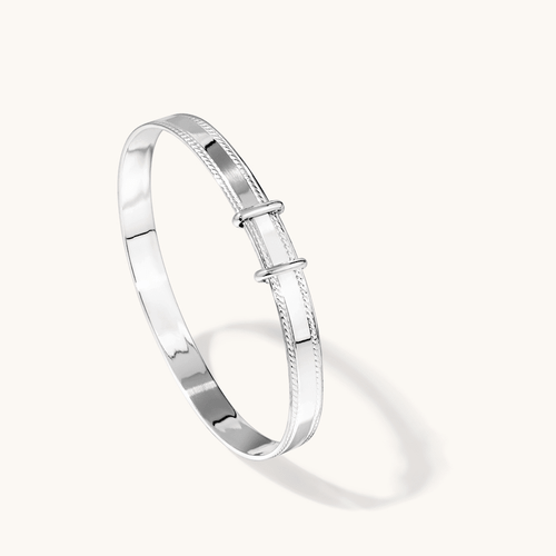 47mm Rope-Edged Adjustable Bangle in Sterling Silver Bangles Bevilles 