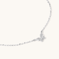 45cm Cubic Zirconia Pavé Butterfly Necklace in Sterling Silver Pendants Bevilles 