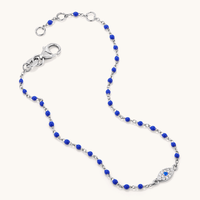 19cm Enamel Beaded Bracelet with Cubic Zirconia Evil Eye Charm in Sterling Silver Bracelets Bevilles 