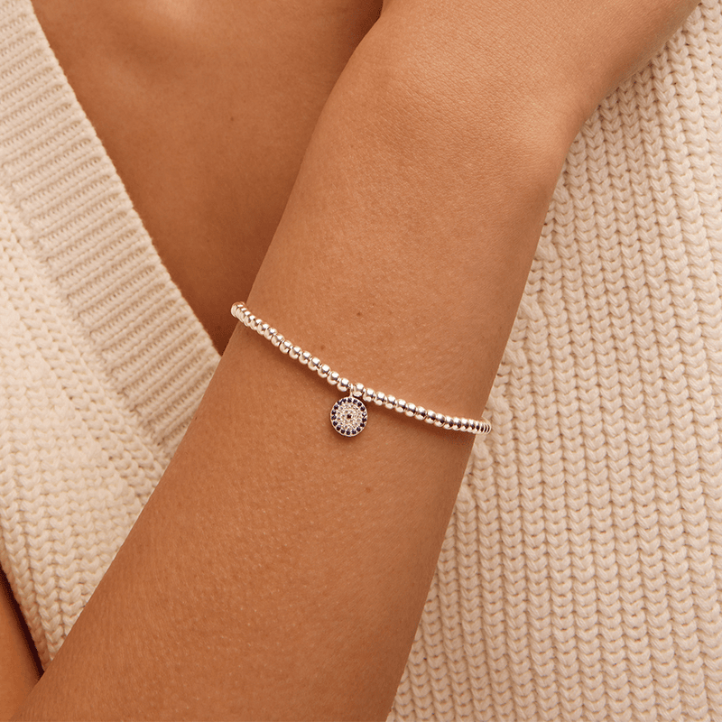 19cm Enamel Beaded Bracelet with Cubic Zirconia Evil Eye Charm in Sterling Silver Bracelets Bevilles 