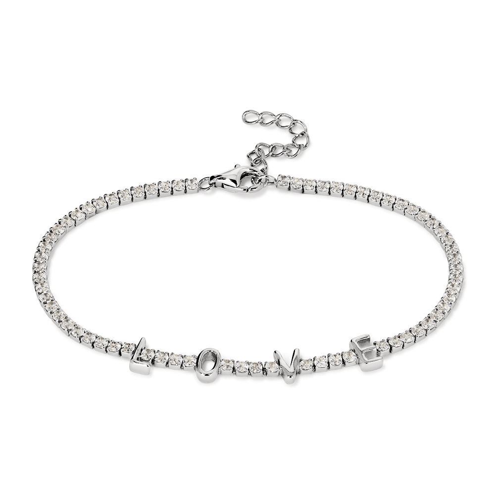 20cm Cubic Zirconia Love Tennis Bracelet in Sterling Silver Bracelets Bevilles 