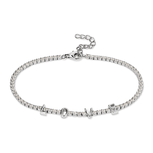 20cm Cubic Zirconia Love Tennis Bracelet in Sterling Silver Bracelets Bevilles 