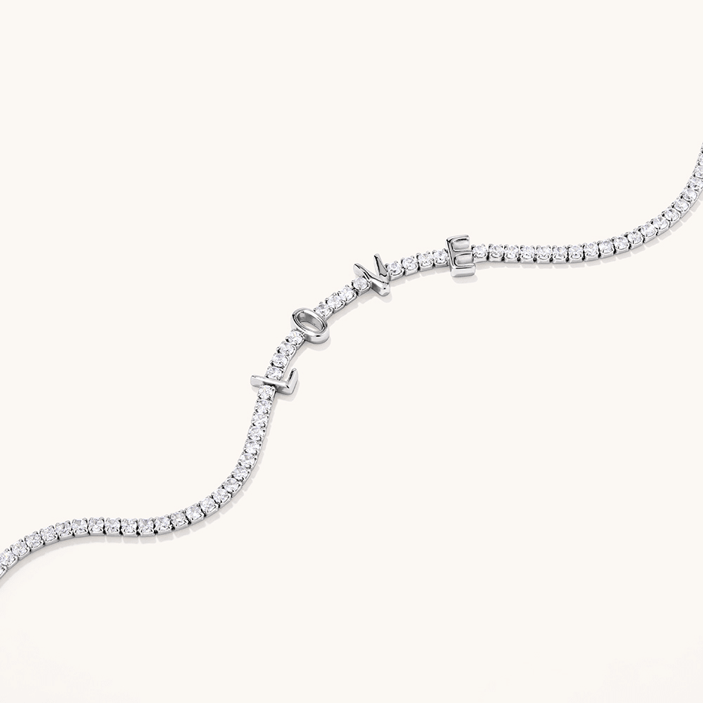 20cm Cubic Zirconia Love Tennis Bracelet in Sterling Silver Bracelets Bevilles 