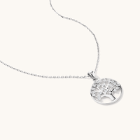 45cm Cubic Zirconia Tree of Life Pendant Necklace in Sterling Silver Pendants Bevilles 