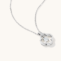 45cm Cubic Zirconia Open Clover Pendant Necklace in Sterling Silver Pendants Bevilles 