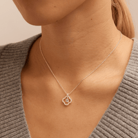 45cm Cubic Zirconia Open Clover Pendant Necklace in Sterling Silver Pendants Bevilles 