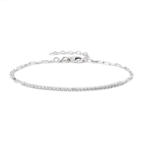 19cm Paperclip Cubic Zirconia Tennis Bracelet in Sterling Silver Bracelets Bevilles 