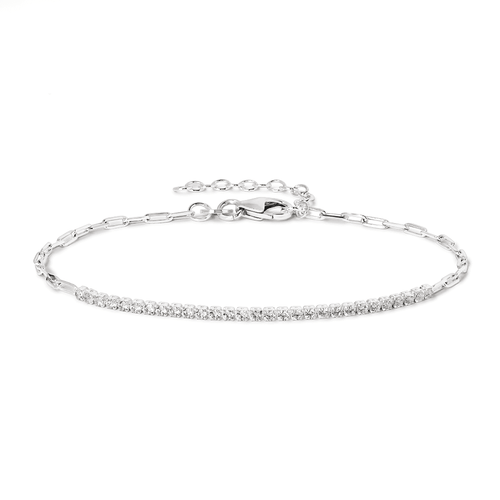 19cm Paperclip Cubic Zirconia Tennis Bracelet in Sterling Silver Bracelets Bevilles 