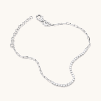 19cm Paperclip Cubic Zirconia Tennis Bracelet in Sterling Silver Bracelets Bevilles 