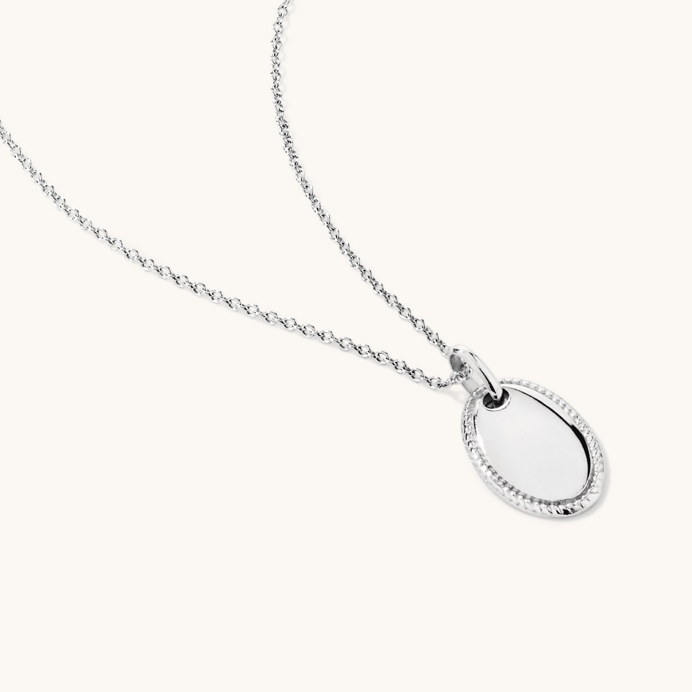 50cm Rope Edge Disc Pendant Necklace in Sterling Silver Pendants Bevilles 