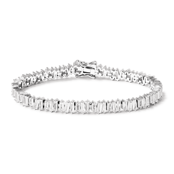 18cm Cubic Zirconia Asymmetric Baguette Tennis Bracelet in Sterling Silver Bracelets Bevilles 