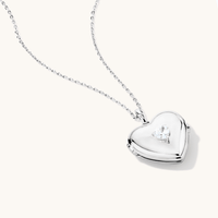 45cm Cubic Zirconia Heart and Disc Pendant Necklace in Sterling Silver Pendants Bevilles 