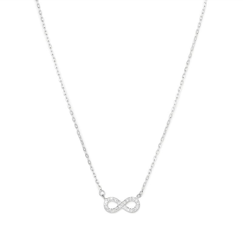 45cm Cubic Zirconia Infinity Necklace in Sterling Silver Pendants Bevilles 