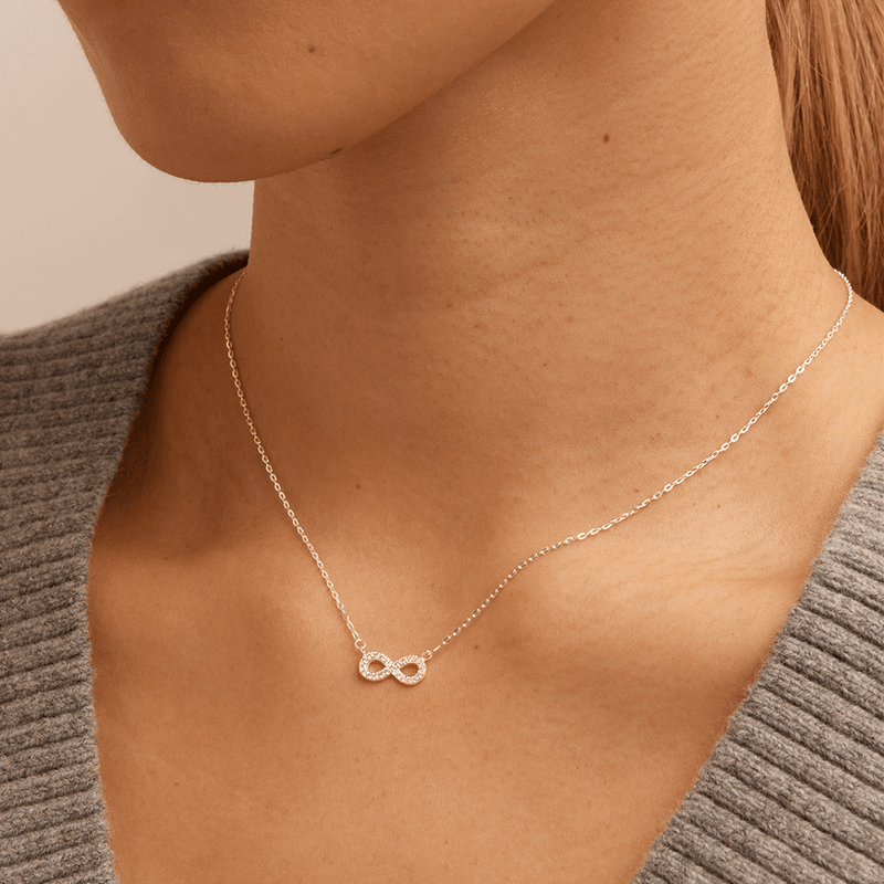 45cm Cubic Zirconia Infinity Necklace in Sterling Silver Pendants Bevilles 