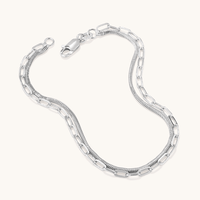 19cm Paperclip and Herringbone Double Strand Bracelet in Sterling Silver Bracelets Bevilles 