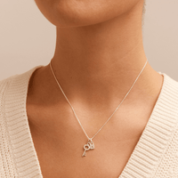 45cm Cubic Zirconia Lock and Key Pendant Necklace in Sterling Silver Pendants Bevilles 