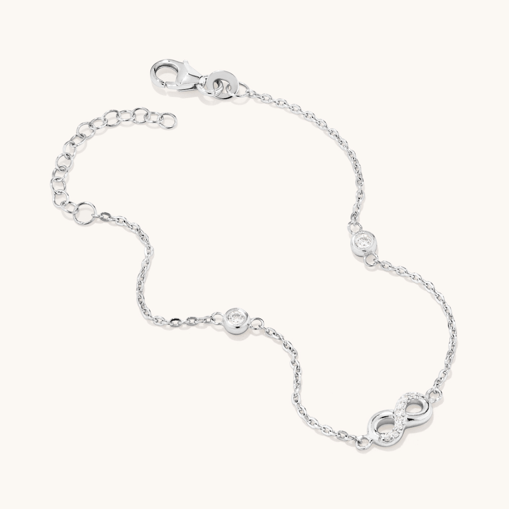 19cm Cubic Zirconia Infinity Bracelet in Sterling Silver Bracelets Bevilles 