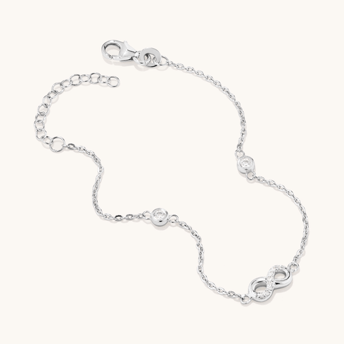 19cm Cubic Zirconia Infinity Bracelet in Sterling Silver Bracelets Bevilles 