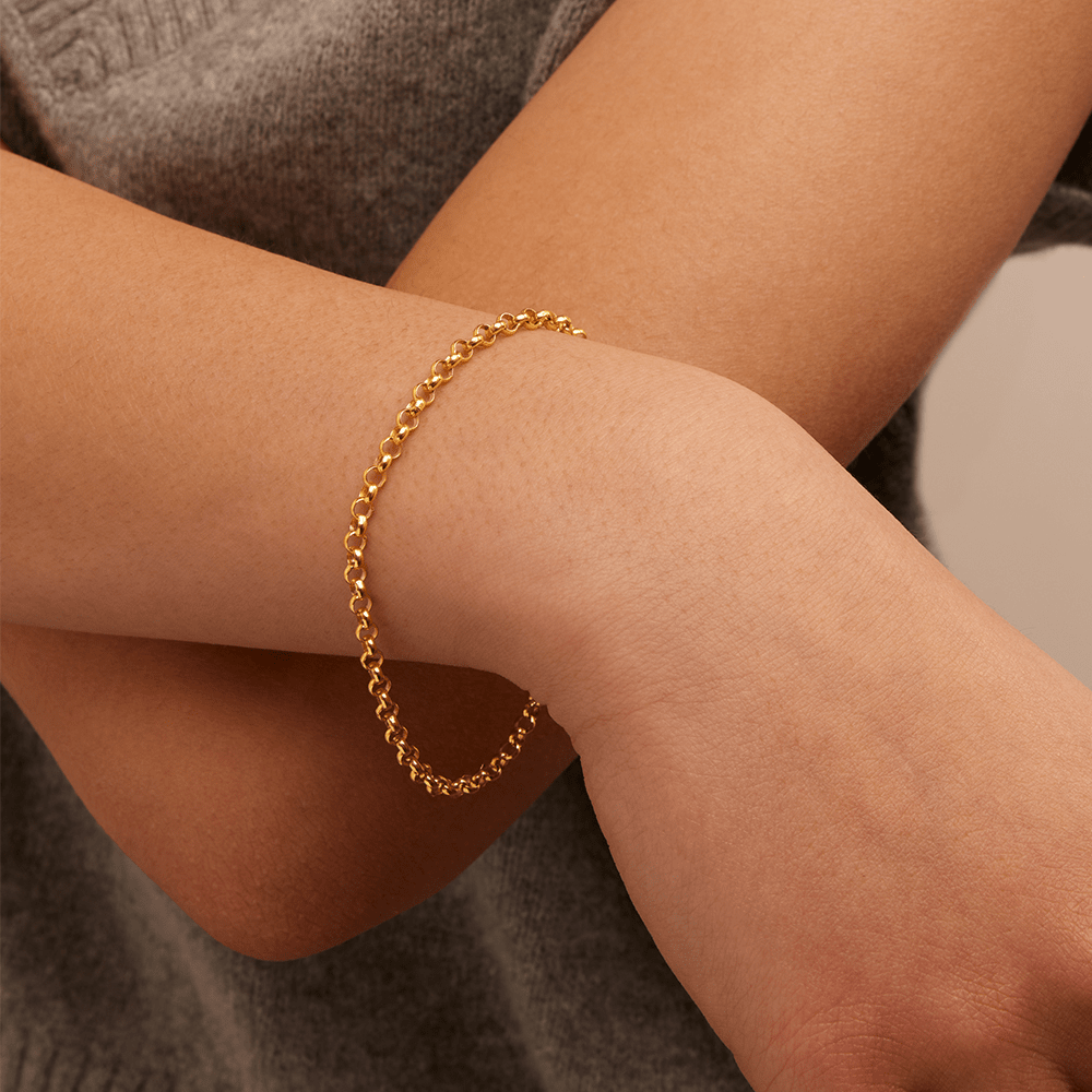 19cm 4mm Width Belcher Bracelet in 9kt Yellow Bonded Gold Bracelets Bevilles 