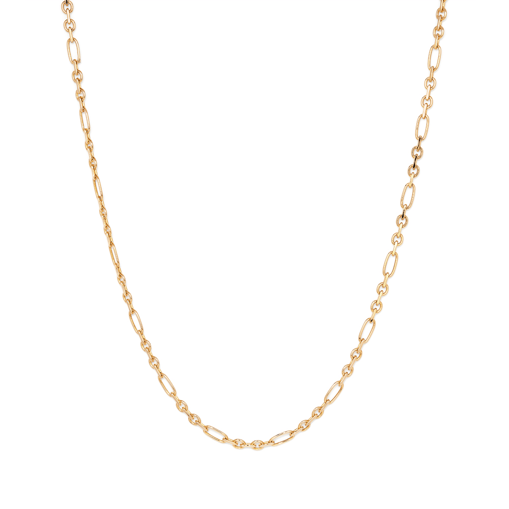 45cm Flat Figaro Chain in 9kt Bonded Yellow Gold Necklaces Bevilles 
