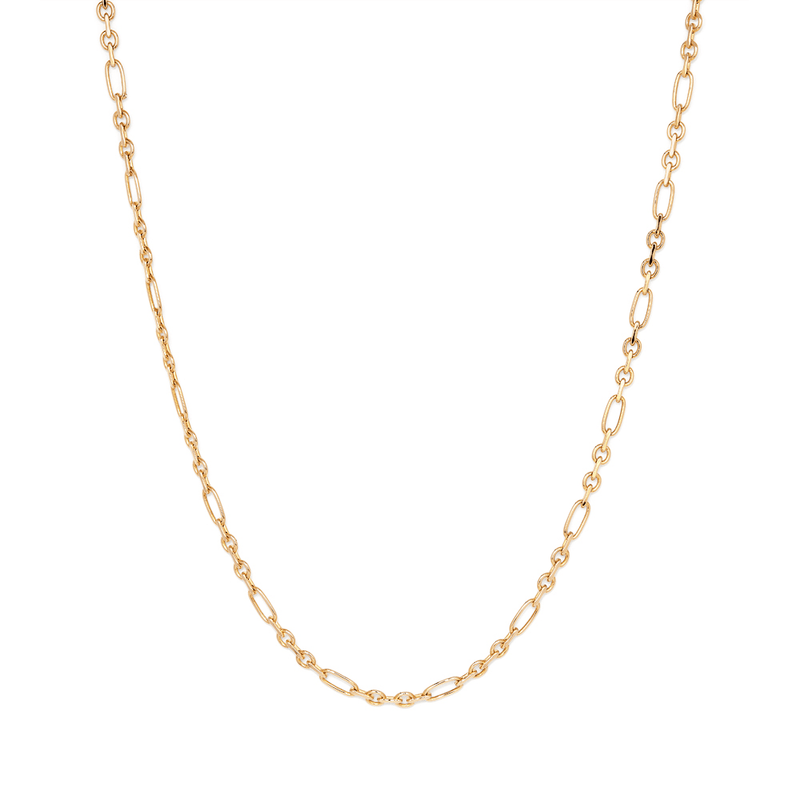 45cm Flat Figaro Chain in 9kt Bonded Yellow Gold Necklaces Bevilles 