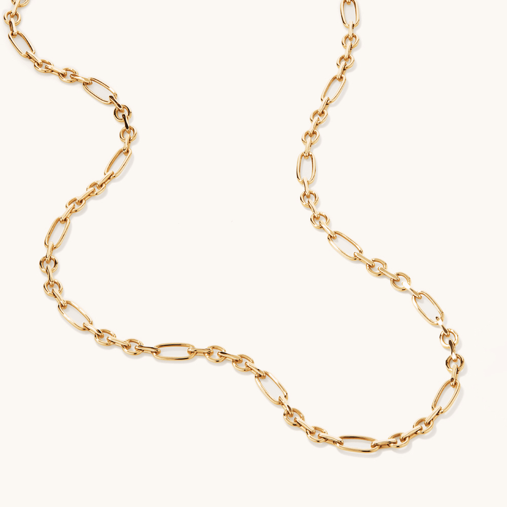 45cm Flat Figaro Chain in 9kt Yellow Bonded Gold Necklaces Bevilles 