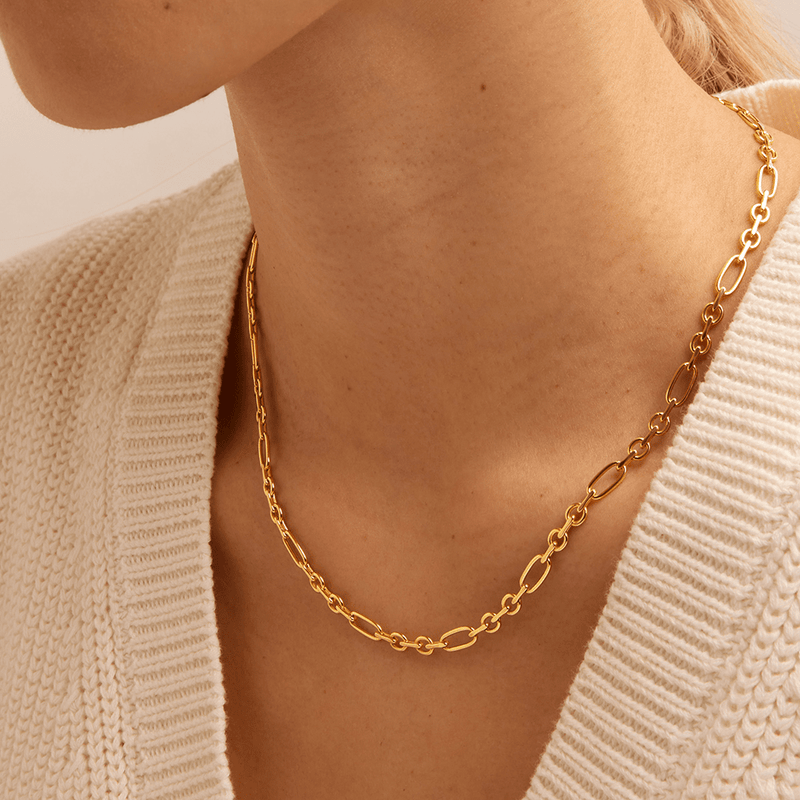45cm Flat Figaro Chain in 9kt Bonded Yellow Gold Necklaces Bevilles 