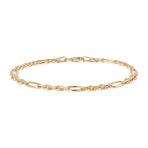 19cm Rounded Figaro Bracelet in 9kt Yellow Bonded Gold Bracelets Bevilles 