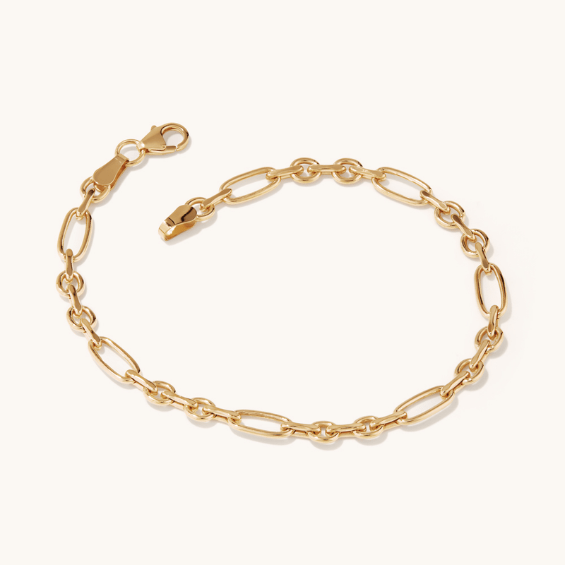 19cm Rounded Figaro Bracelet in 9kt Bonded Gold Silver Filled