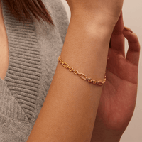 19cm Rounded Figaro Bracelet in 9kt Yellow Bonded Gold Bracelets Bevilles 