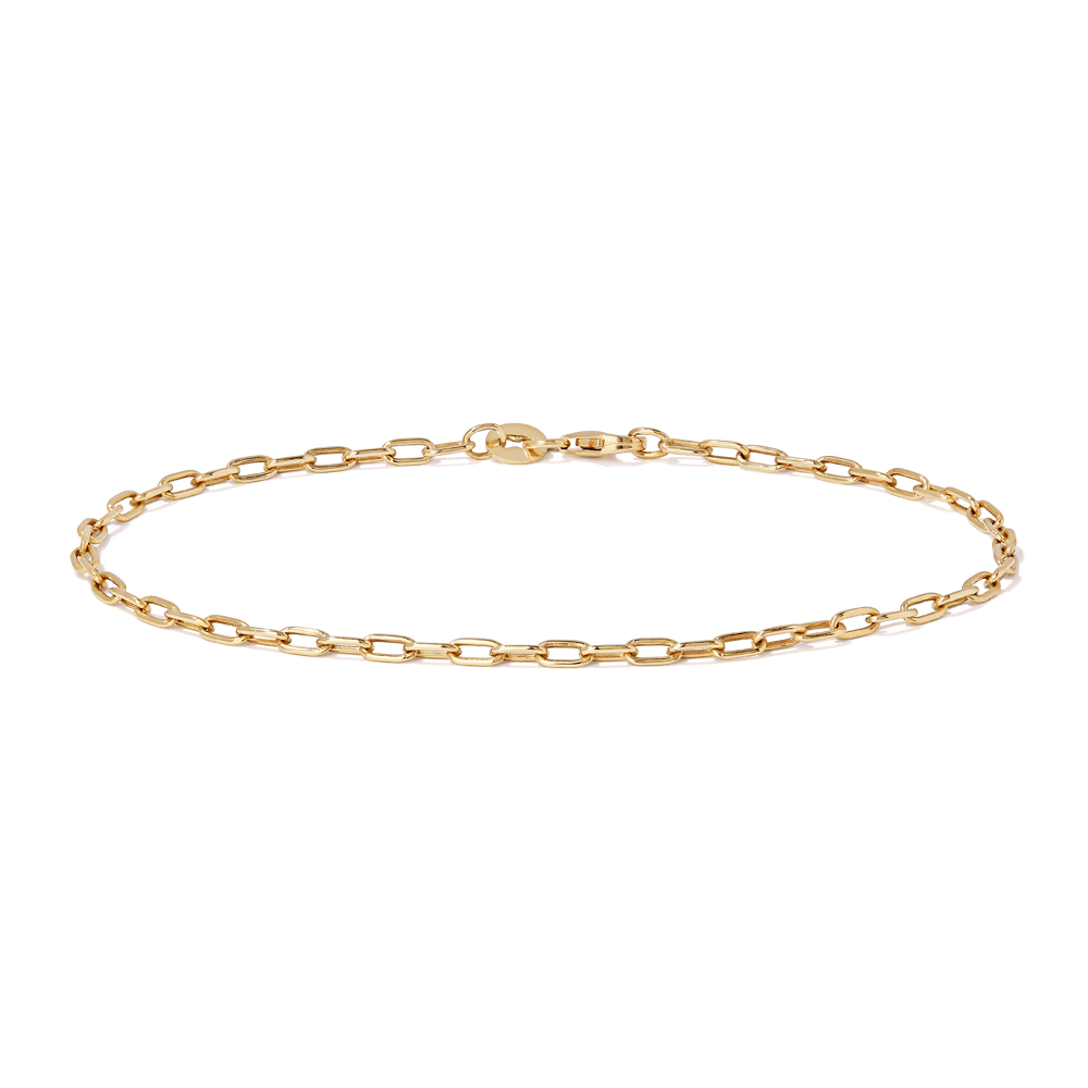 19cm Fine Paperclip Bracelet in 9kt Yellow Bonded Gold Bracelets Bevilles 