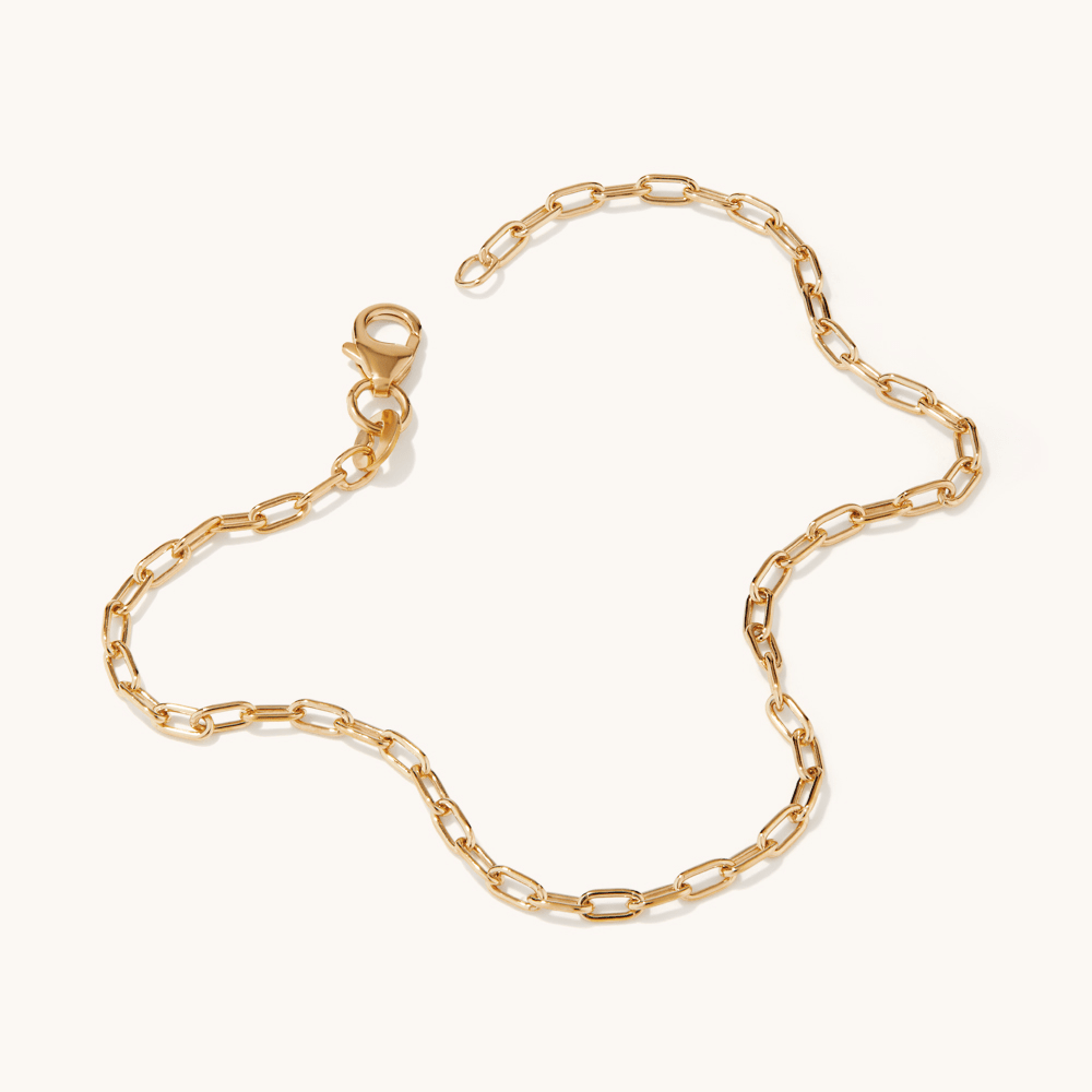 19cm Fine Paperclip Bracelet in 9kt Yellow Bonded Gold Bracelets Bevilles 