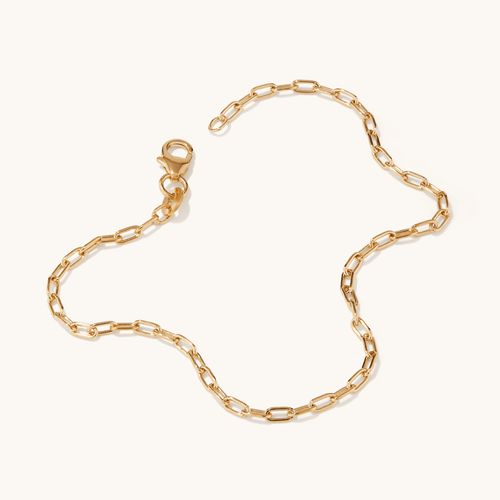 19cm Fine Paperclip Bracelet in 9kt Yellow Bonded Gold Bracelets Bevilles 