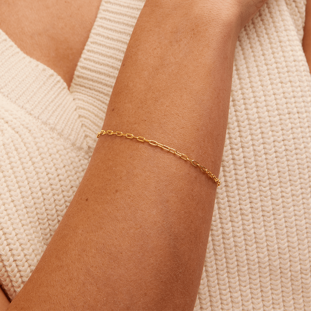 19cm Fine Paperclip Bracelet in 9kt Yellow Bonded Gold Bracelets Bevilles 